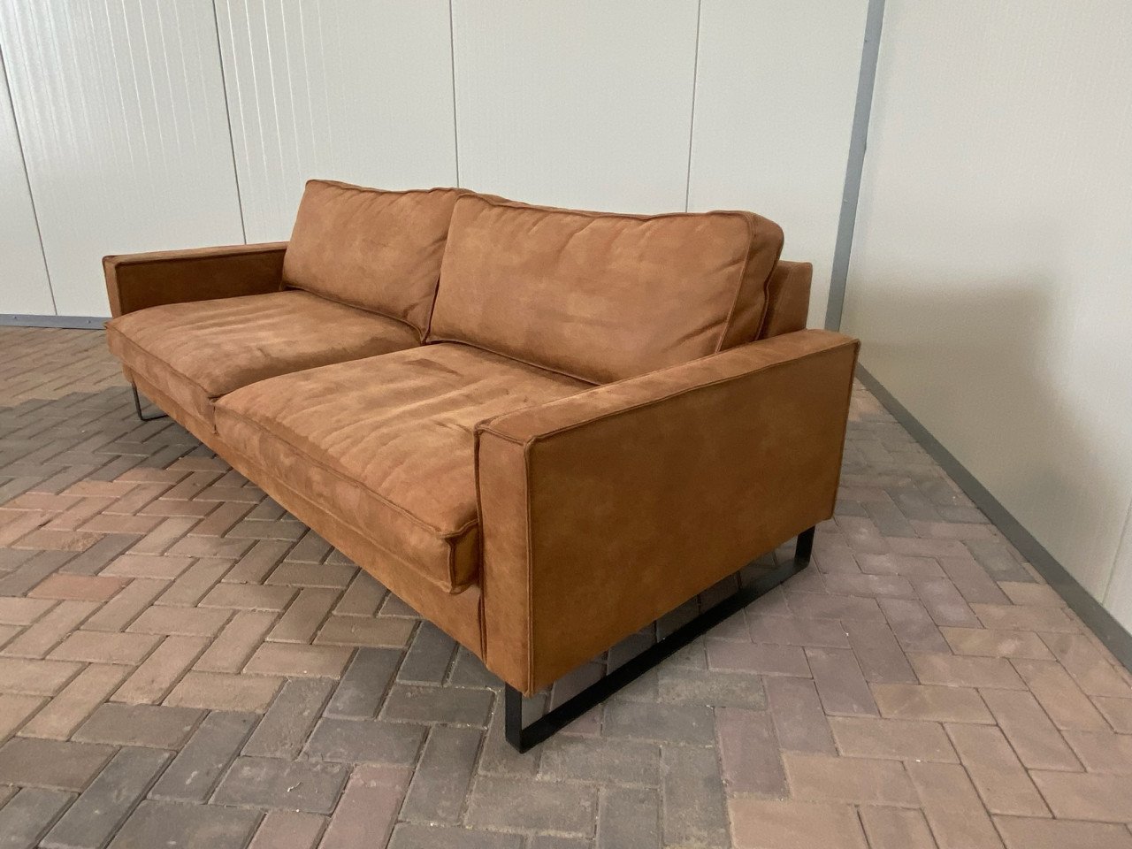 GRATIS LEVERING HEEL NL Cognac Stoffen 4-zits Bankstel