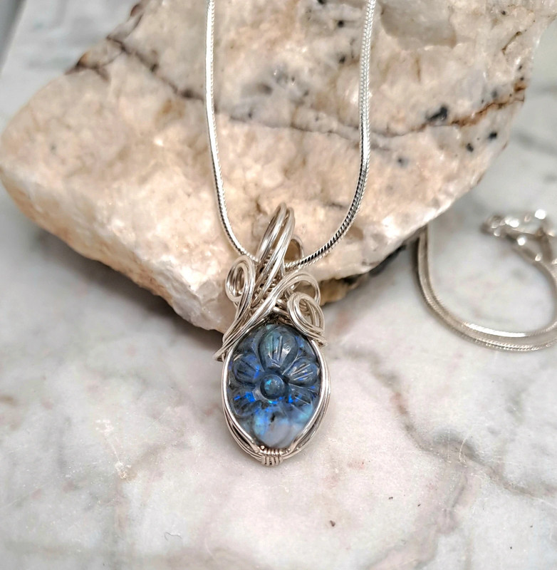 Ketting zwart opaal in 925 sterling zilver