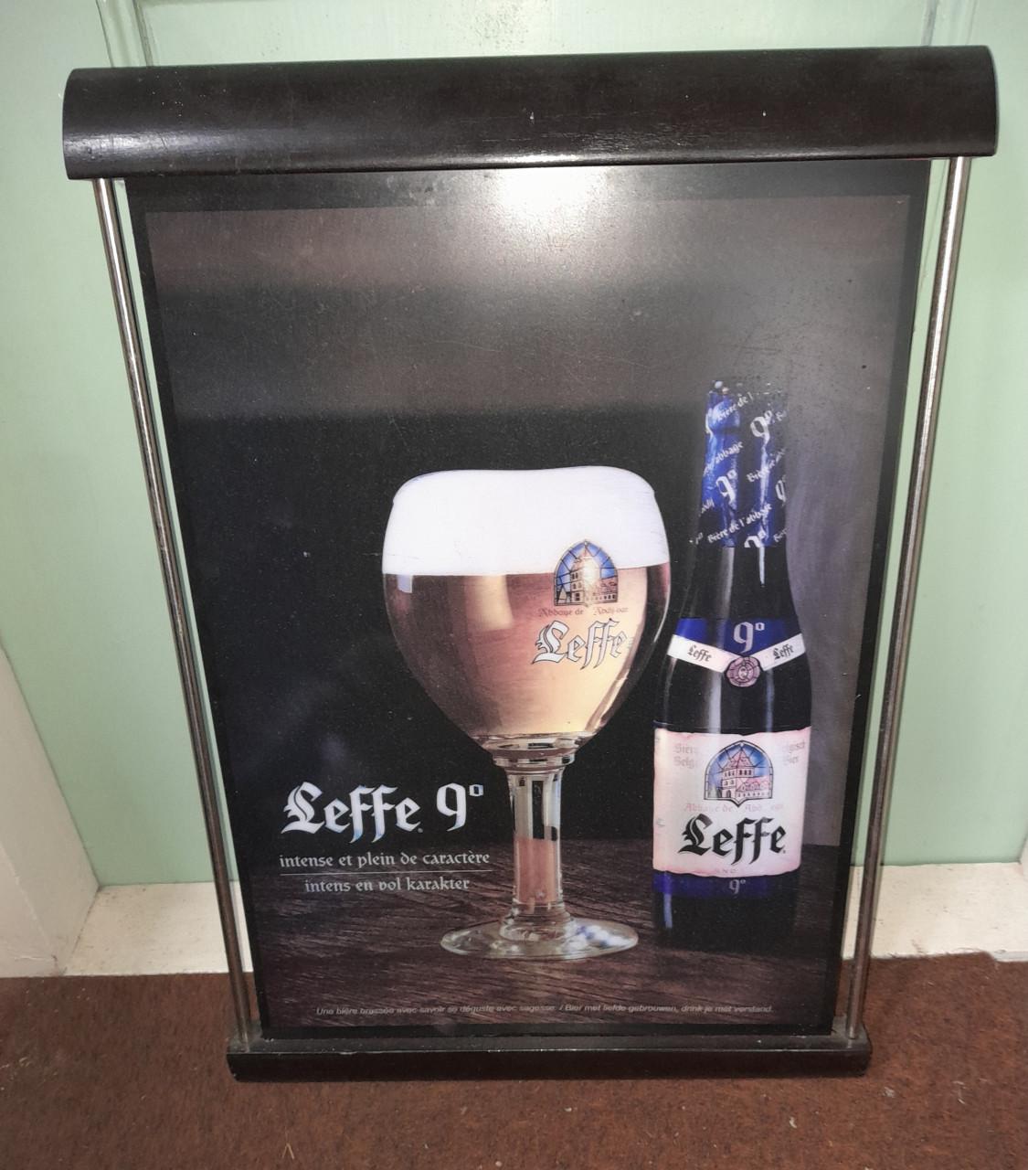 I.g.st.z. reclameboord  van LEFFE bier met ophang haak