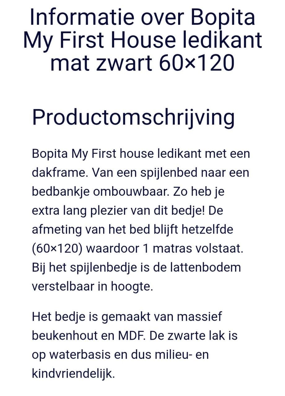 Kinderledikant bopita huisje zwart 60 x 120