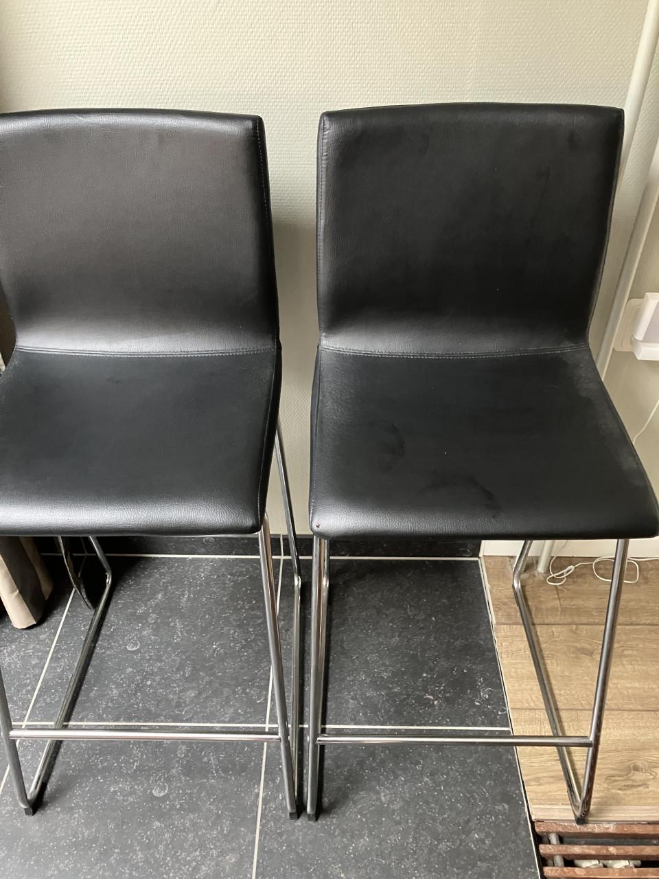 Set barkrukken verchroomd zwart skai