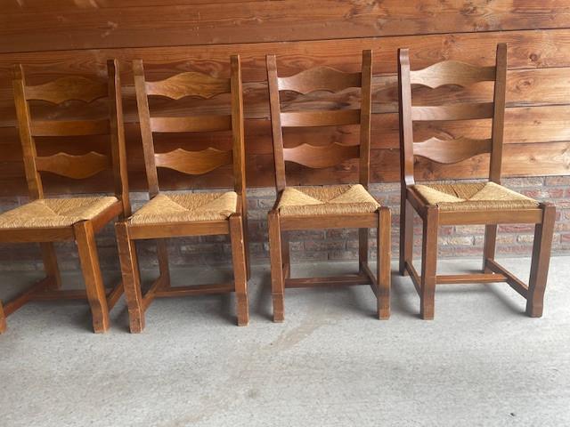 Vintage eetkamerstoelen met riet