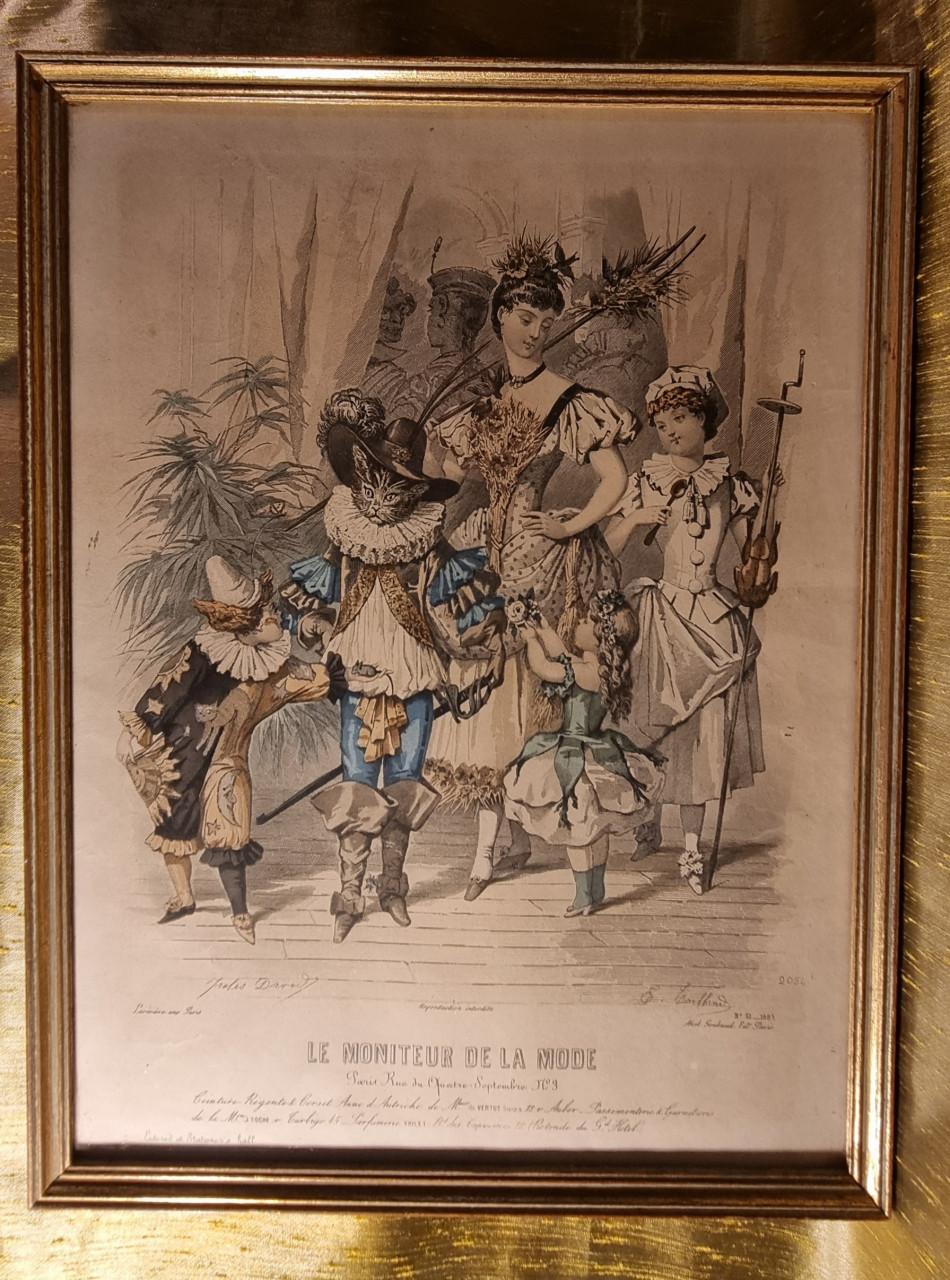 Oud Lijstje met afbeelding met oa de Gelaarsde kat.