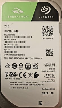 HDD (intern)  Seagate "BaraCuda" 2TB SATA 3