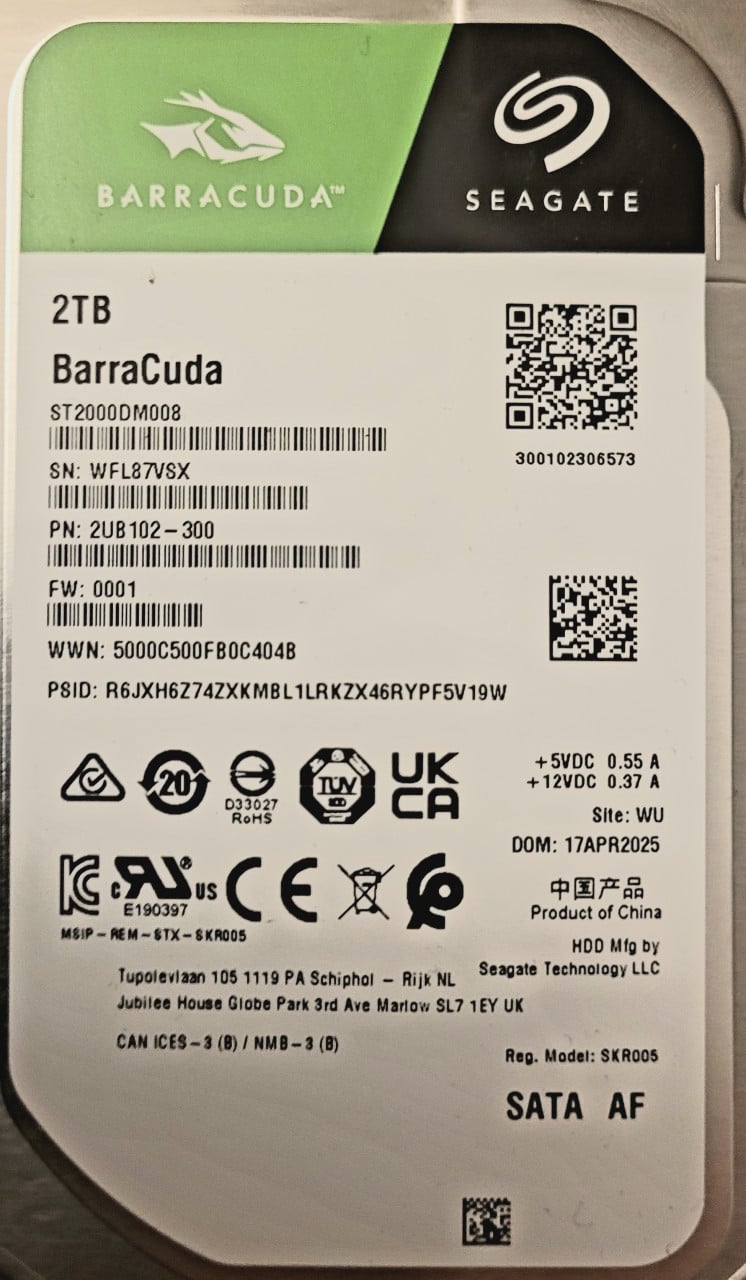 HDD (intern)  Seagate "BaraCuda" 2TB SATA 3