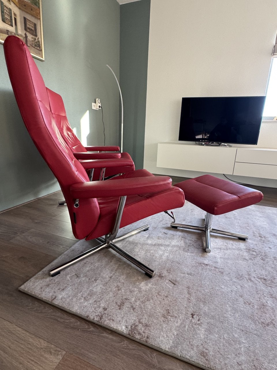 Leren verstelbare fauteuils met voetenbank