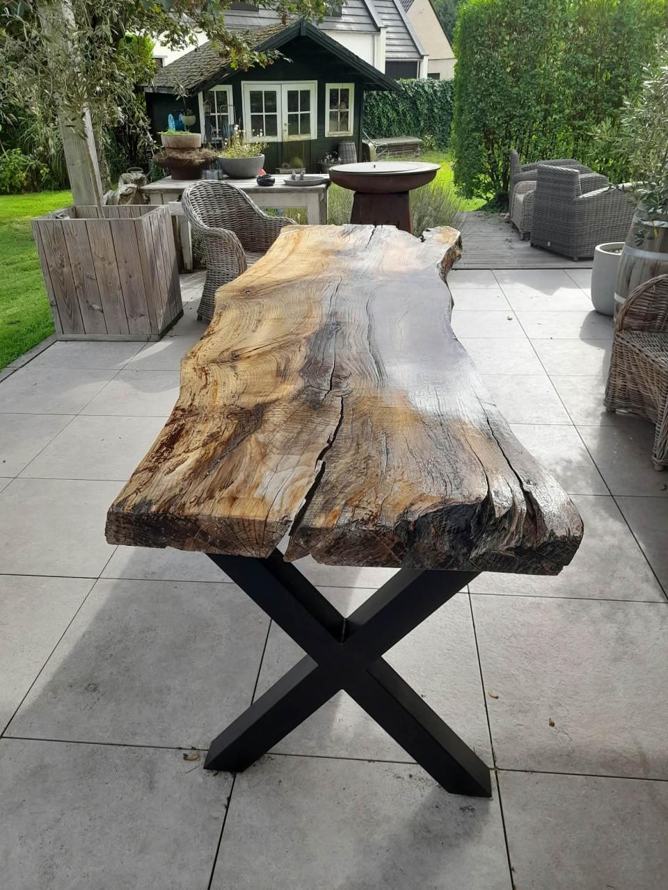 Unieke Boomstamtafel in Beuk 250x80x78 cm