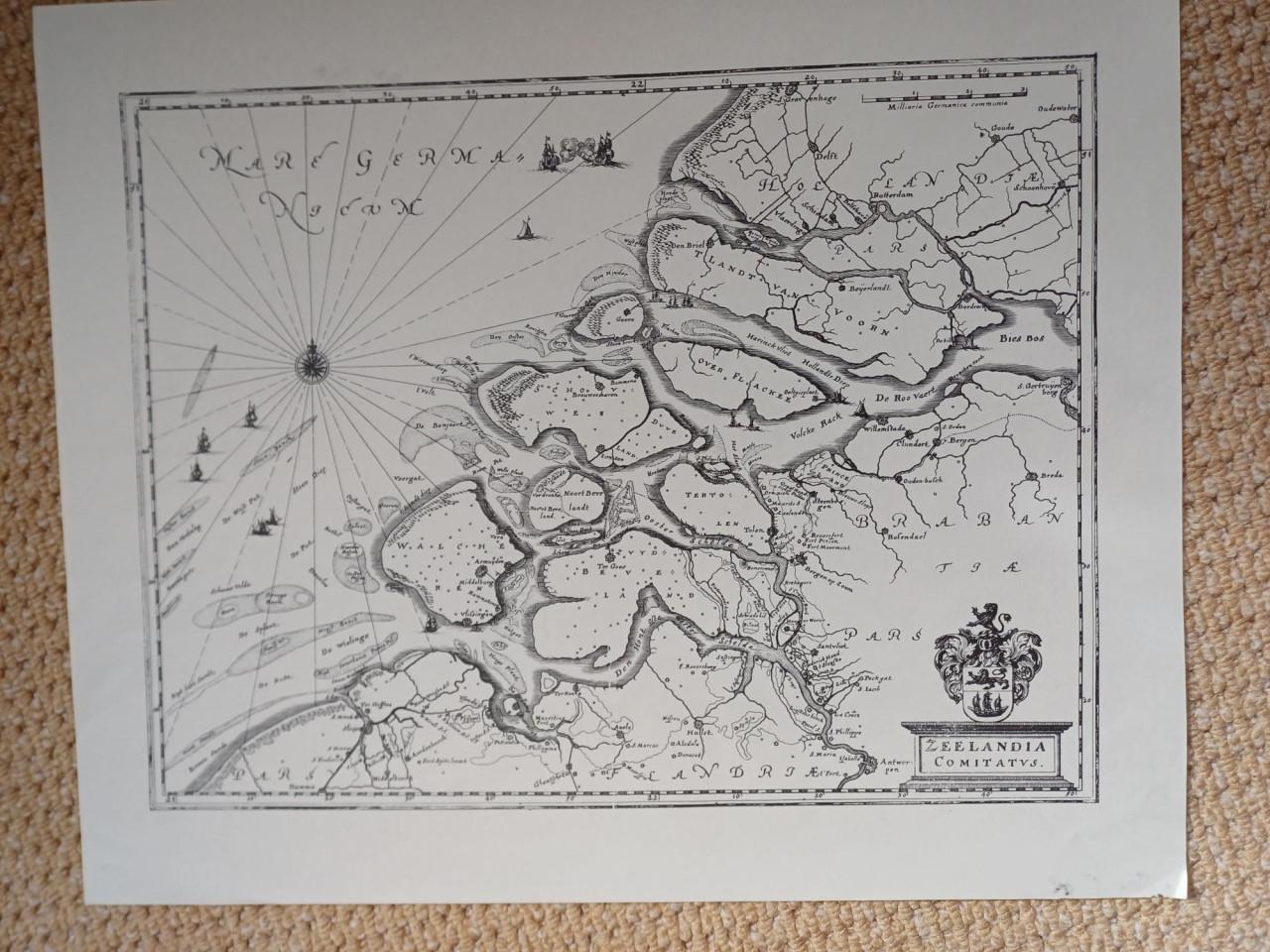 Oude kaart van Zeeland.