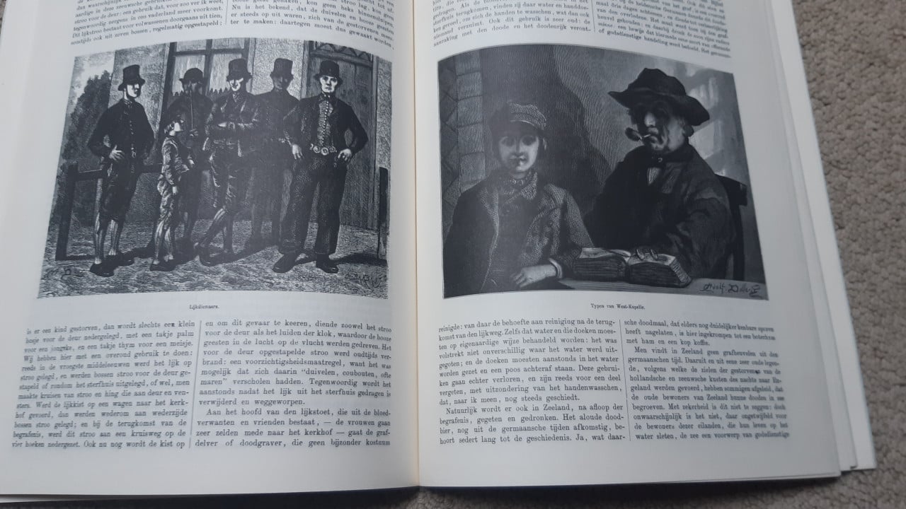 Zeeland houtgravure 1875 mannen in klederdracht