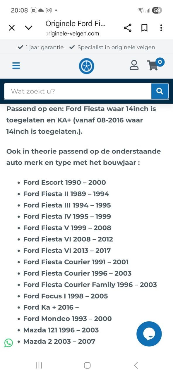 4 originele ford velgen met winterbanden