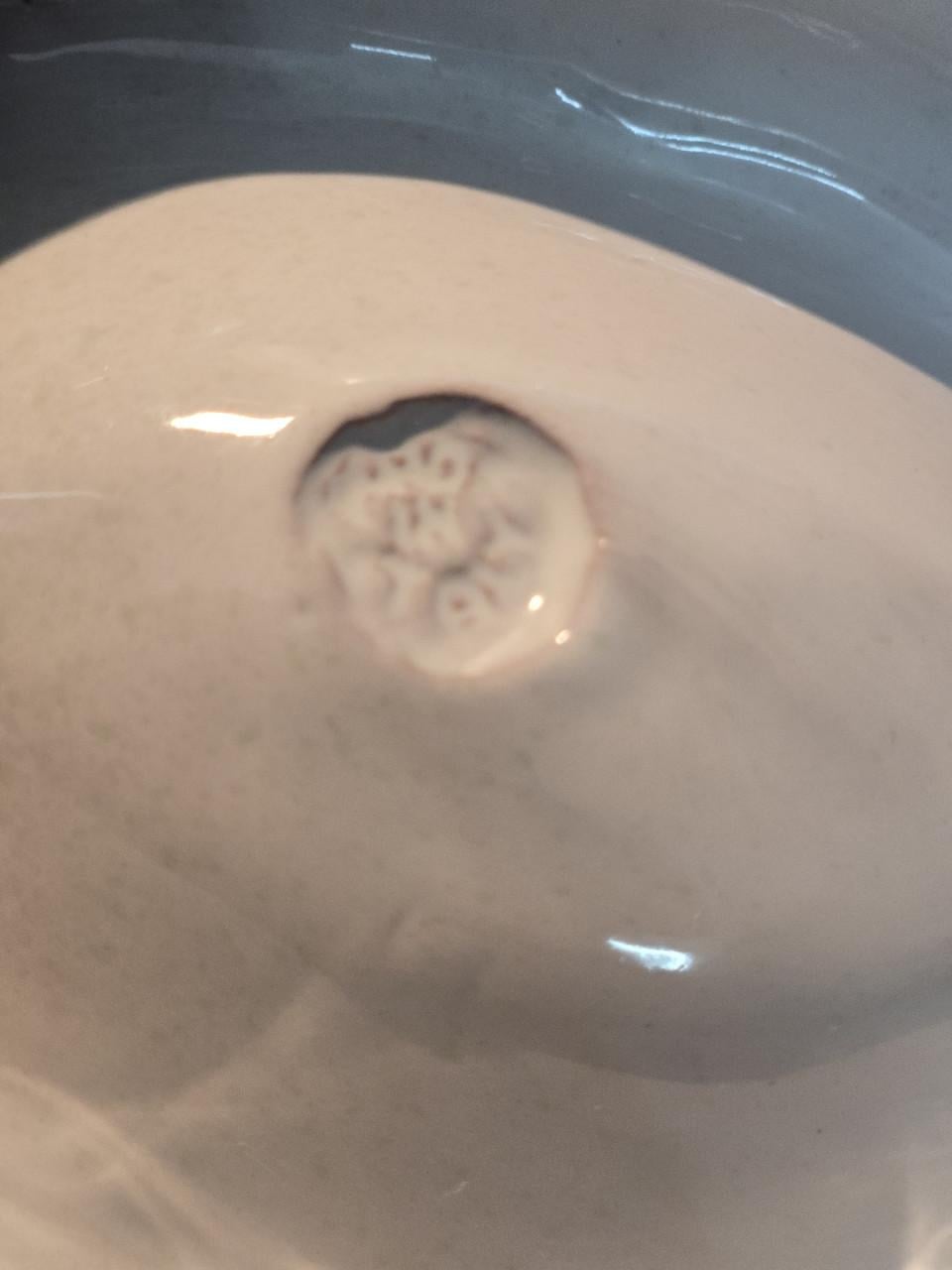 Antieke keramische sieradenschaal in de vorm van een kikker 18x11 cm