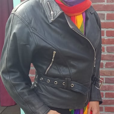 Lederen biker jasje