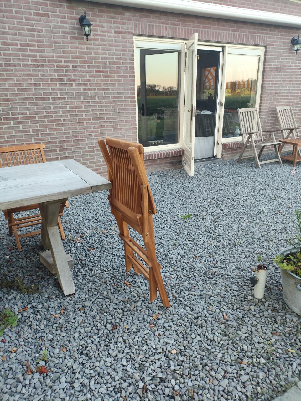 6 stuks massief teakhouten tuinstoelen met inclusief kussens