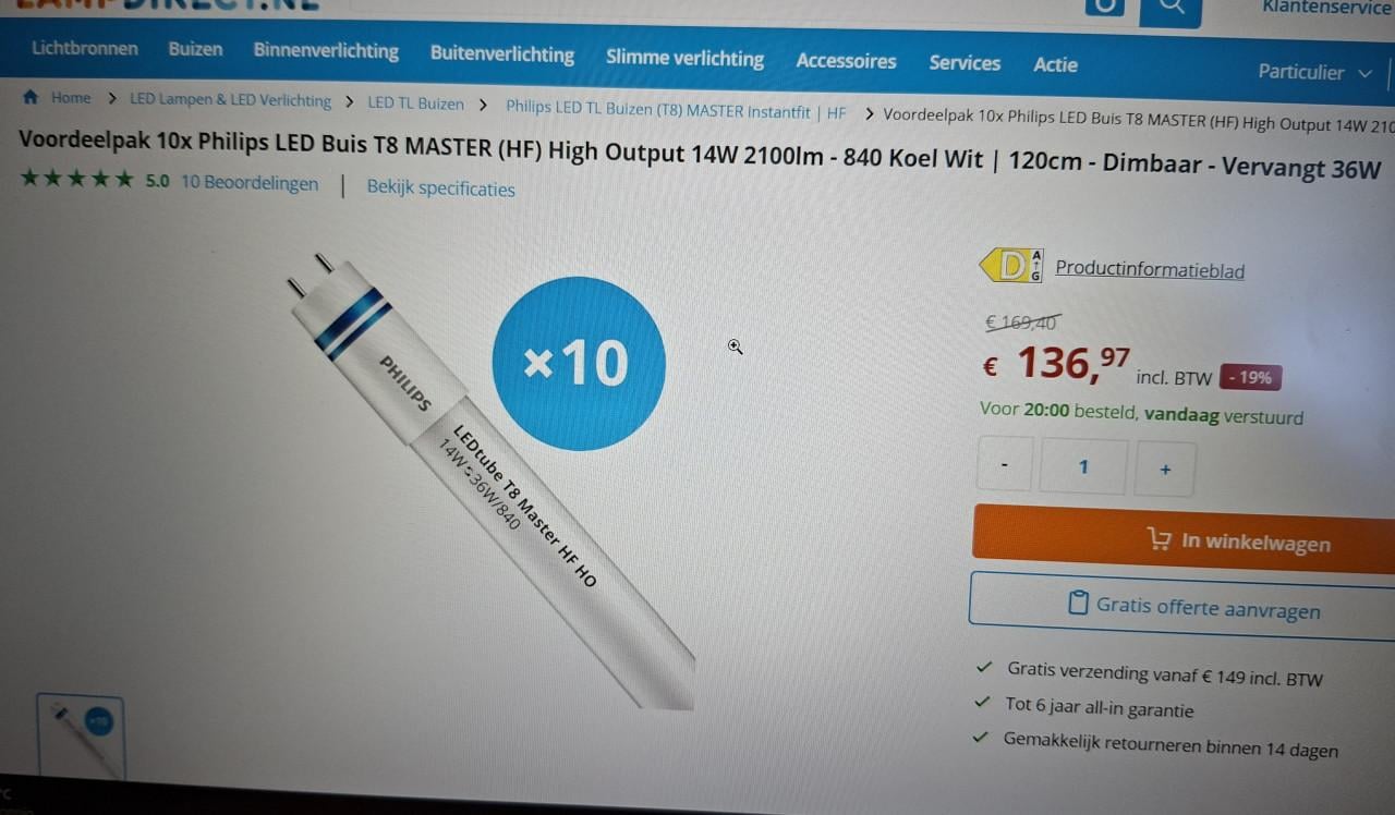 Nieuwe TL Led lampen nieuw in de doos Philips 120 cm