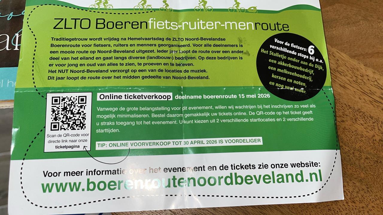 Kaartje ZLTO boerenfietsroute Noord-Beveland