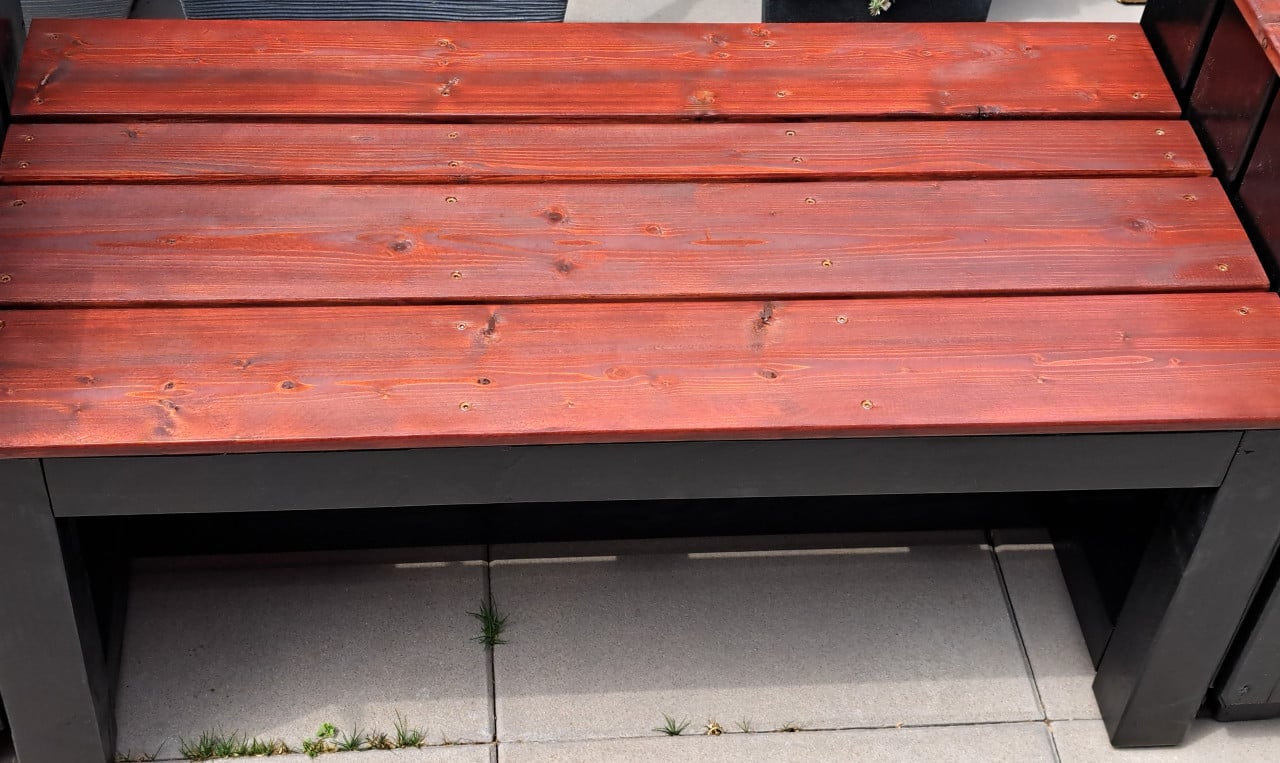 🌞Mooie, stevige tuinbank incl. 2 plantenbakken - strak design🌞