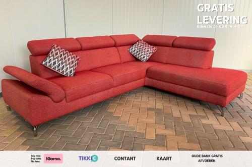 GRATIS LEVERING HEEL NL Mooi Rode Stoffen Hoekbank