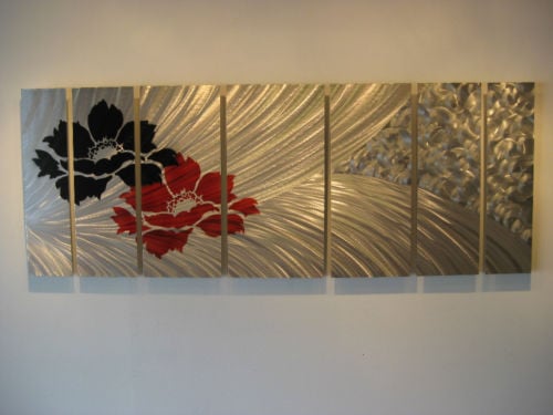 " Metal 2 Flowers "  prachtig Aluminium 7 luik Metal Art