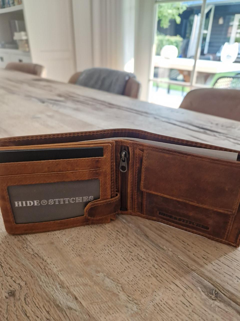 Leren portomonnee heren/dames Hide&Stitches bruin NIEUW (meerdere beschikb