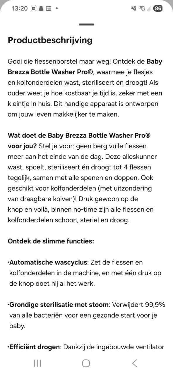 Babybrezza flessenwasser