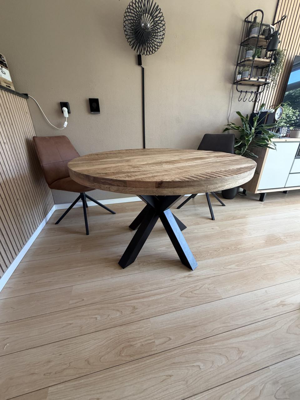 Ronde mangohouten eettafel 120 cm