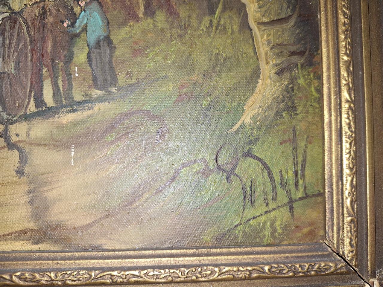 Schilderij paarden trekken boom