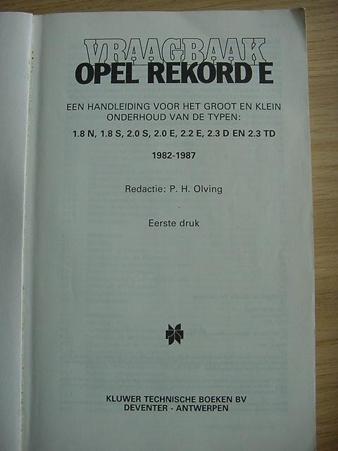 Vraagbaak Opel Rekord E