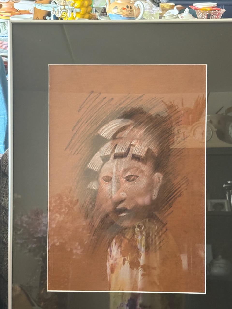 2 Houtskool prenten met personages uit de Maja-cultuur,