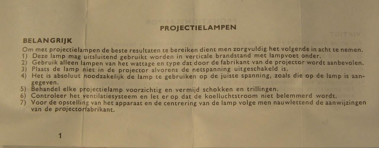 Projectielampen 150 Watt, 300 Watt en 750 Watt.