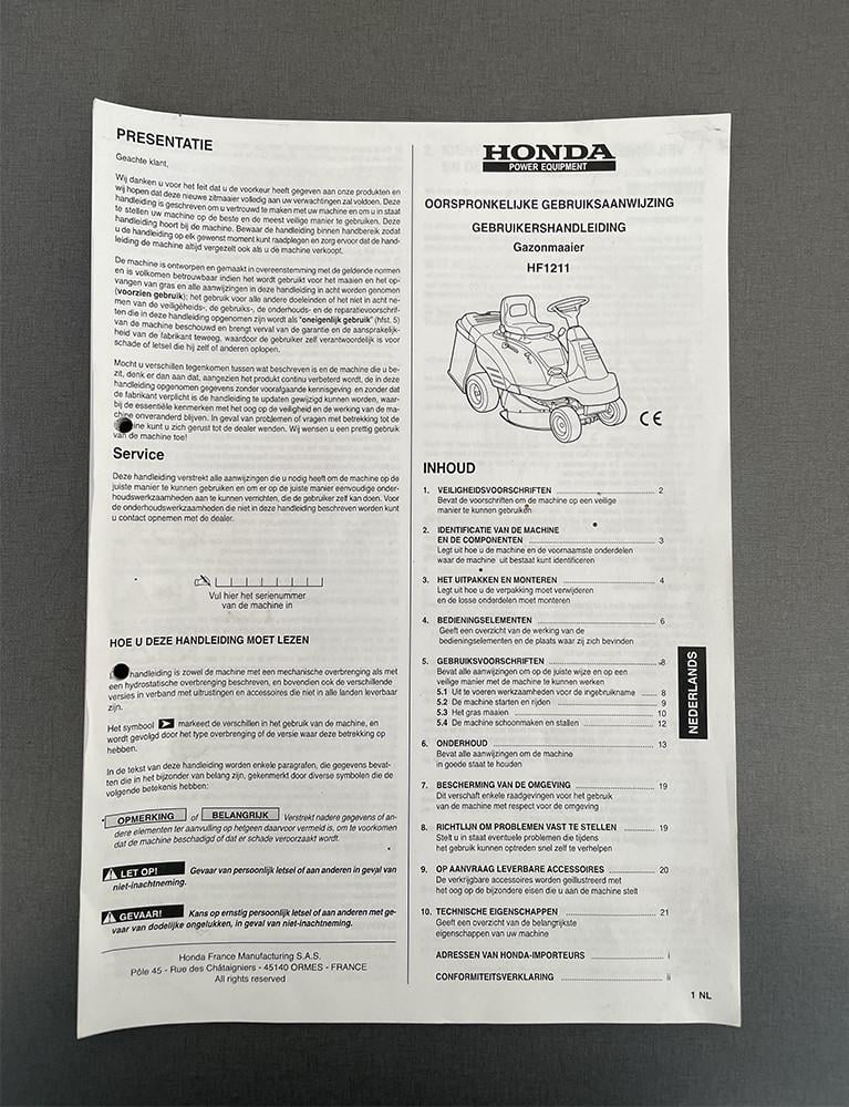 Te koop hele nette Honda zitmaaier 1211