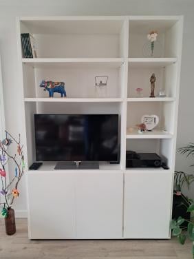 Luxe TV /boekenkast mat wit 01 bianco