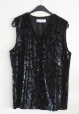 Zwarte lange gillet met slangen print maat 40