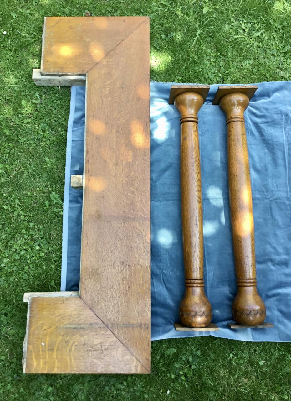 Eikenhouten schouw / schoorsteenmantel in 3 delen, Classicisme, Vakwerk !