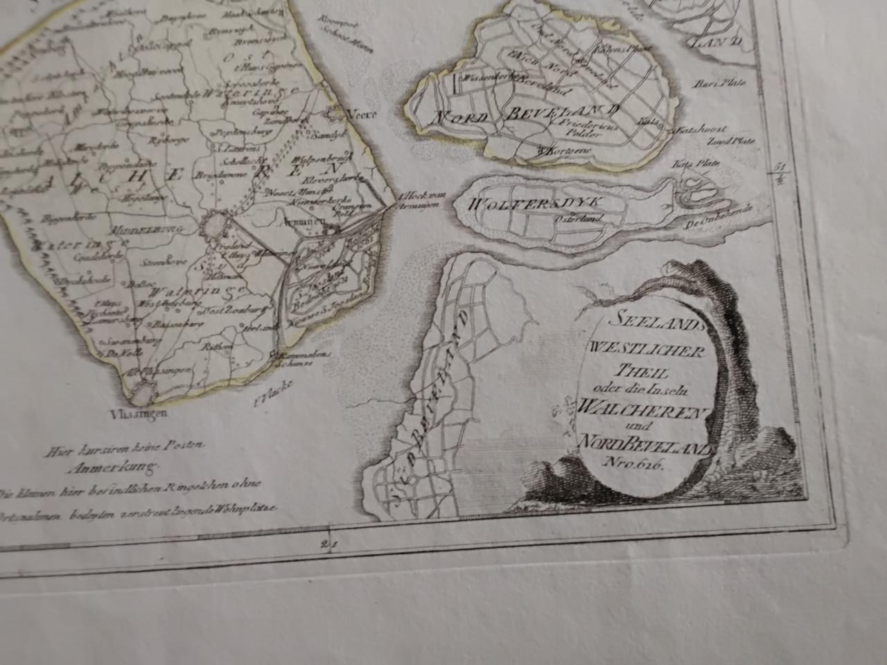 Antieke kaart Walcheren Noord Beveland jr 1790