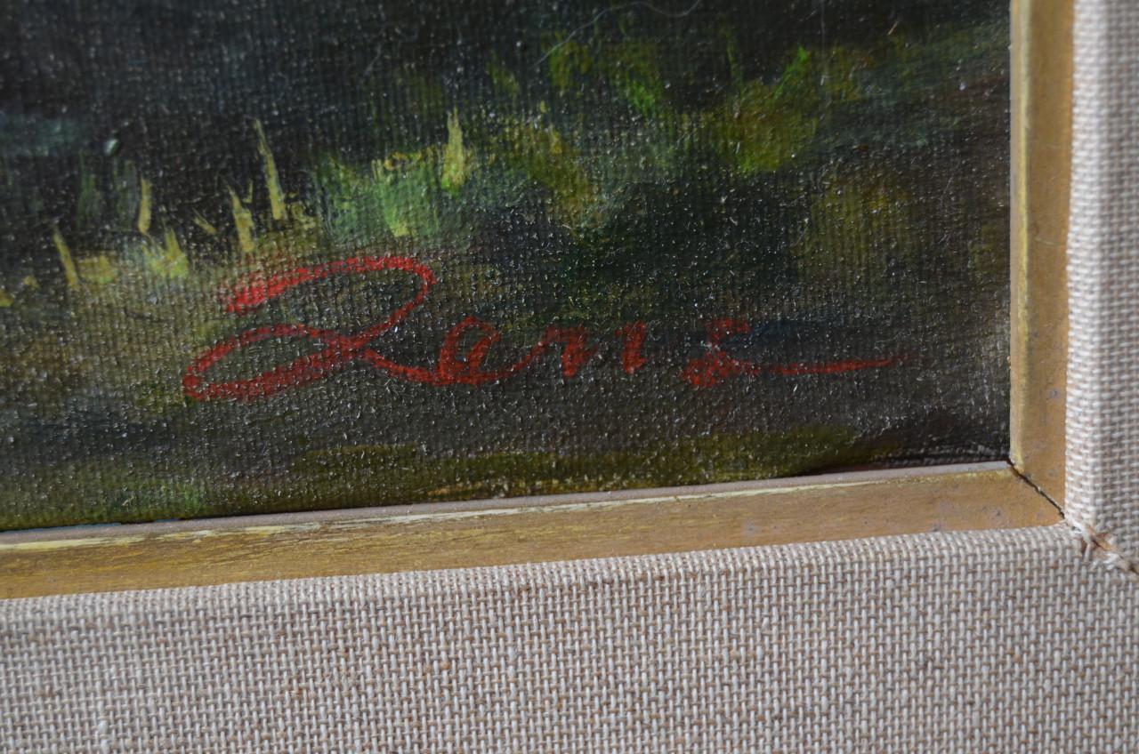 Indonesisch/Aziatisch schilderij: vrouw bij Tempelmuur