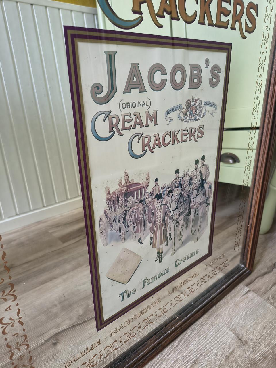 Prachtige oude originele Jacobs cream crackers spiegel, IZGS