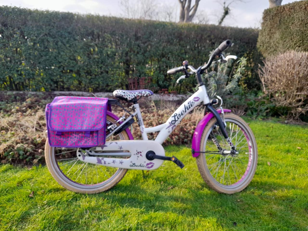 Z.g.a.n. Loekie meisjesfiets met bijpassende fietstassen (20 inch)