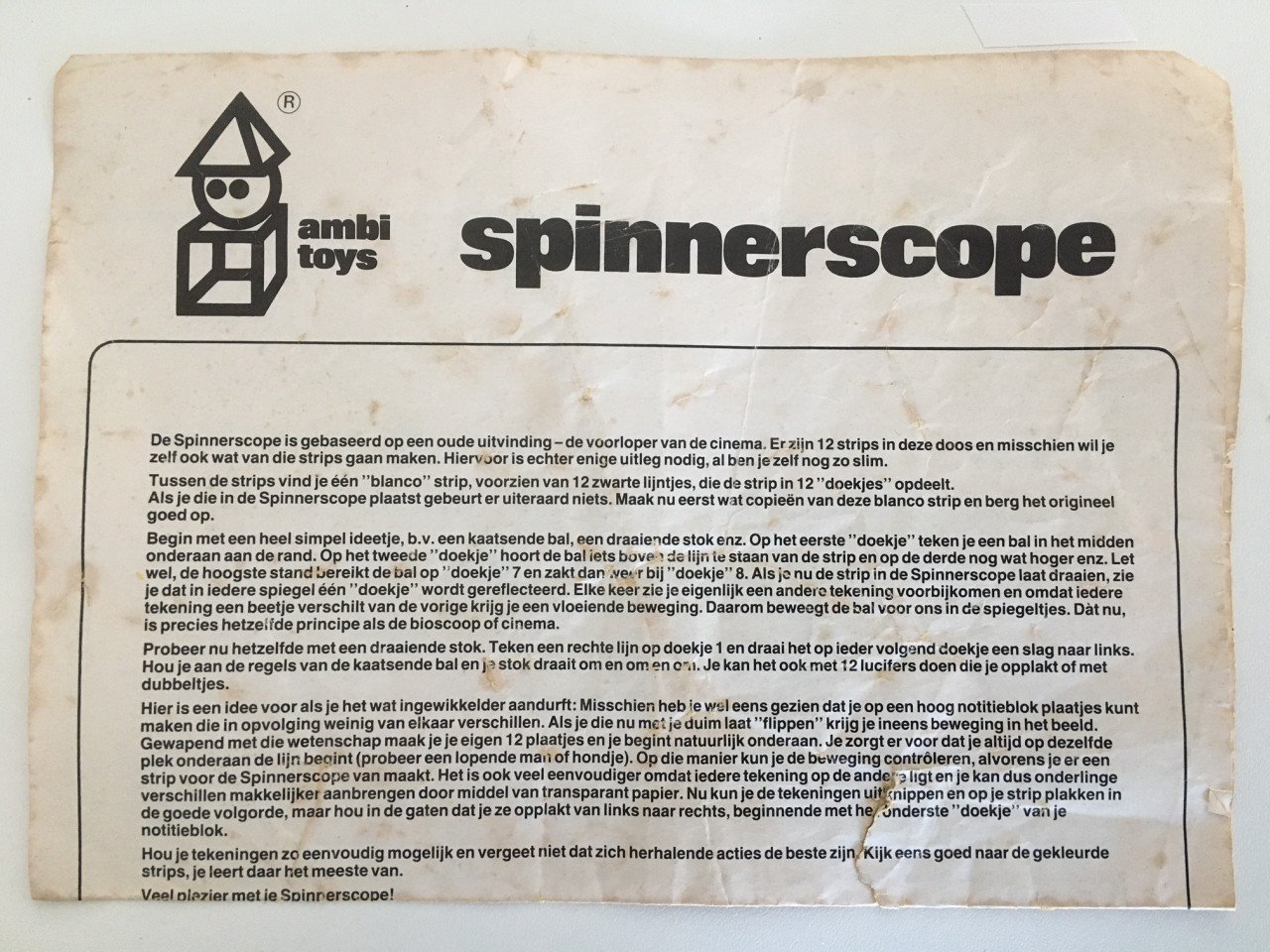 Spinnerscope, inclusief handleiding en extra strips met plaatjes