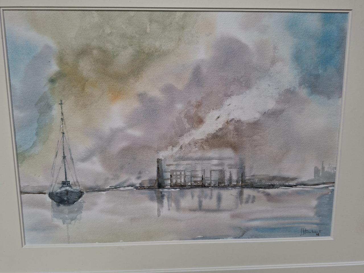 Aquarel pollutie kanaalzone