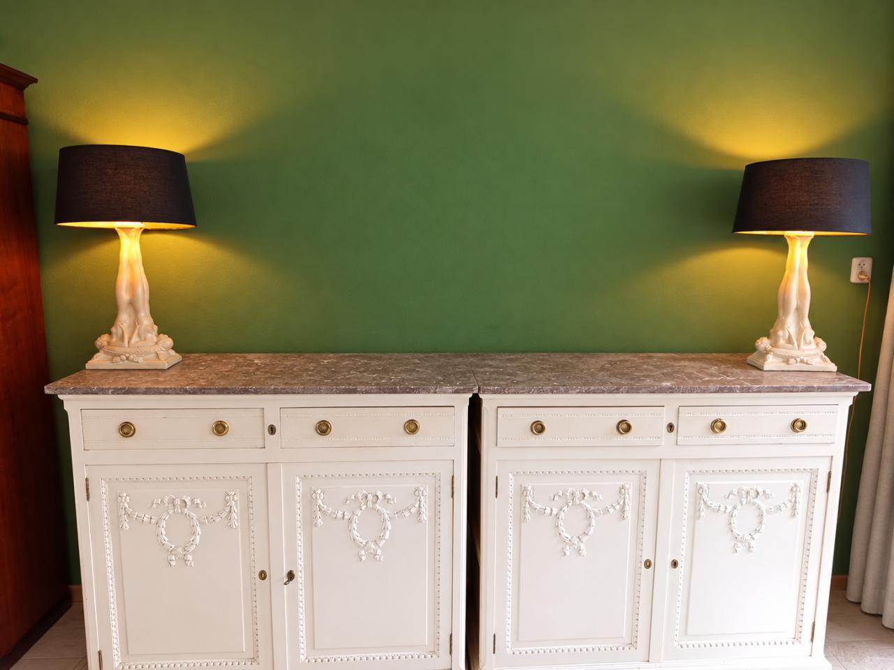 2 klassieke lampen met lampenkap voor op tafel of dressoir 68hx40b cm