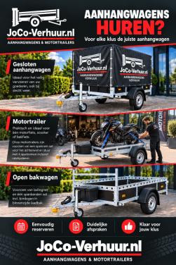 Motortrailer-bakwagen of huifaanhangwagen verhuur