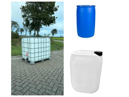 Te koop ibc s van voedingn1000 liter -jerrycans-vaten staal / stook tonnen