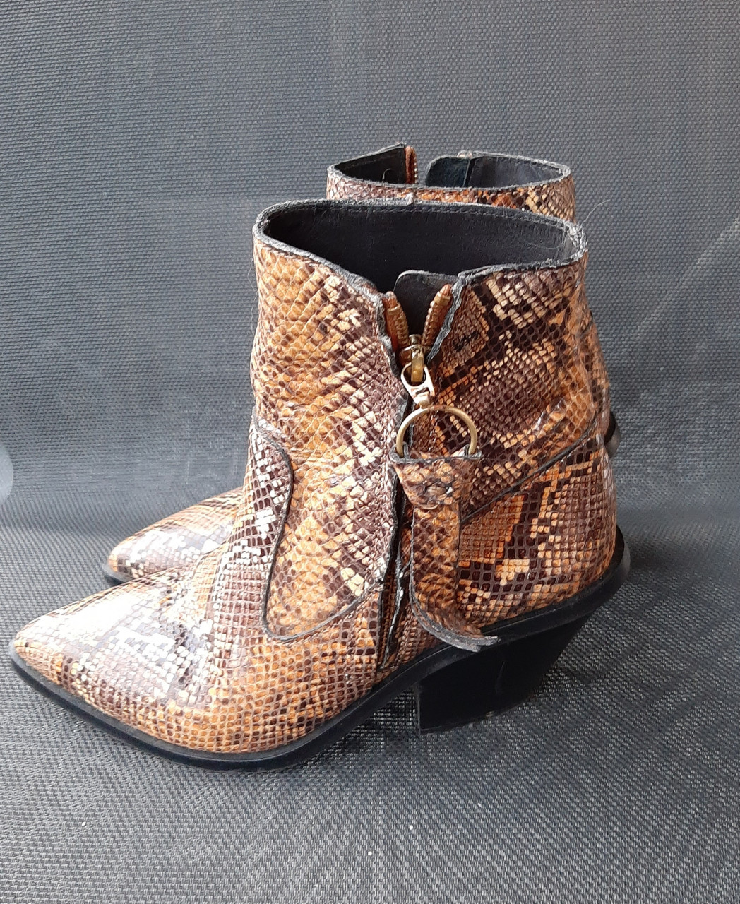 Slangenprint leder laarsjes 36