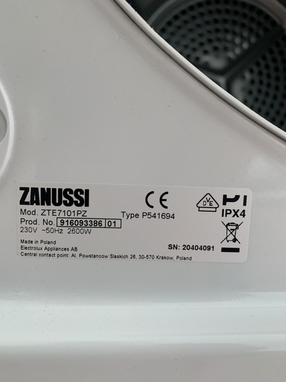 Wasdroger Zanussi