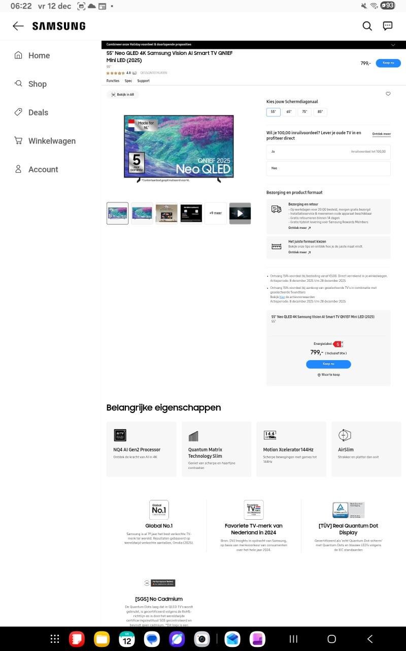 65" Neo QLED 4K Samsung Vision AI Smart TV QN1EF Mini LED (2025)