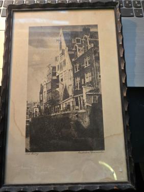 Ets van de Grimnessesluis in Amsterdam, door de kunstenaar Dirk Harting.