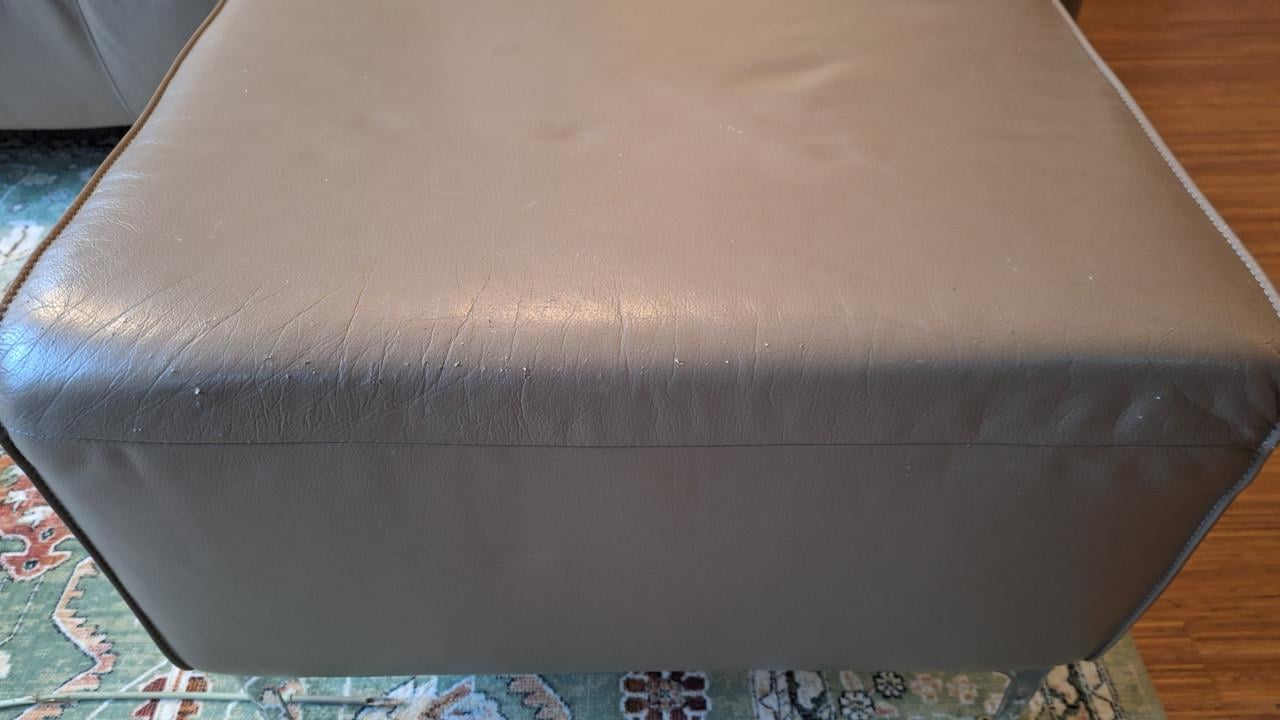 Montel 3-zit lederen bank met voetenbank