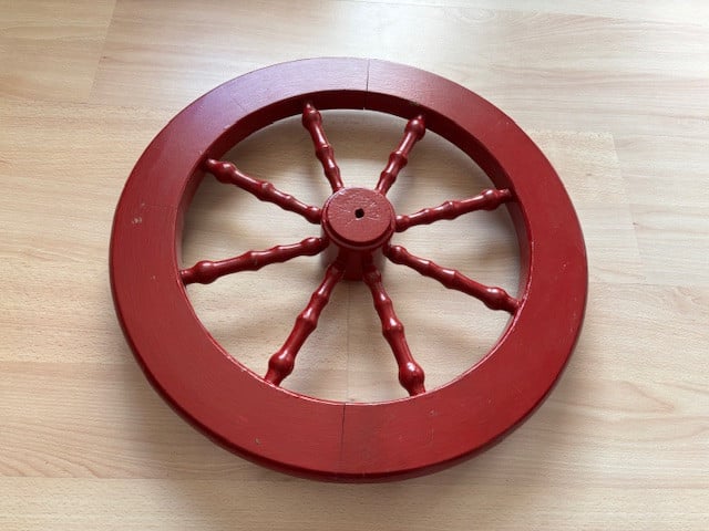 4x los houten spinnenwiel, verschillende kleur