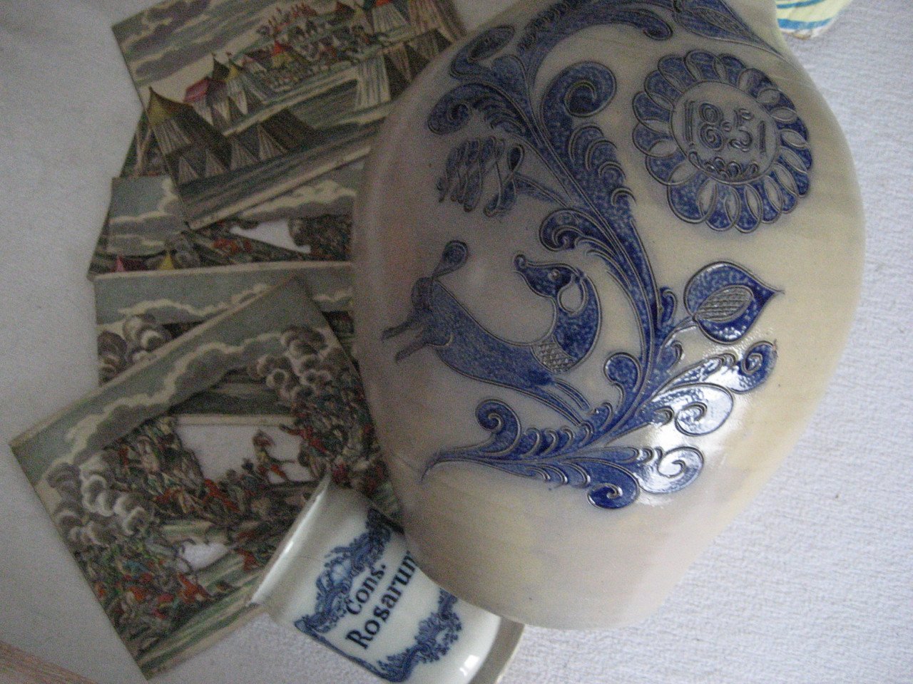 Antiek brocante tuin meubel tegels volkskunst 19e eeuw 18e eeuw