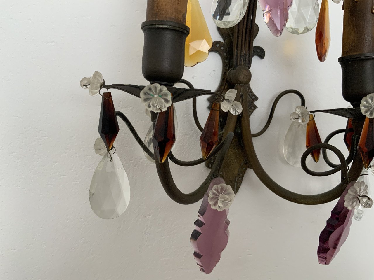 Antieke wandlampen,brons